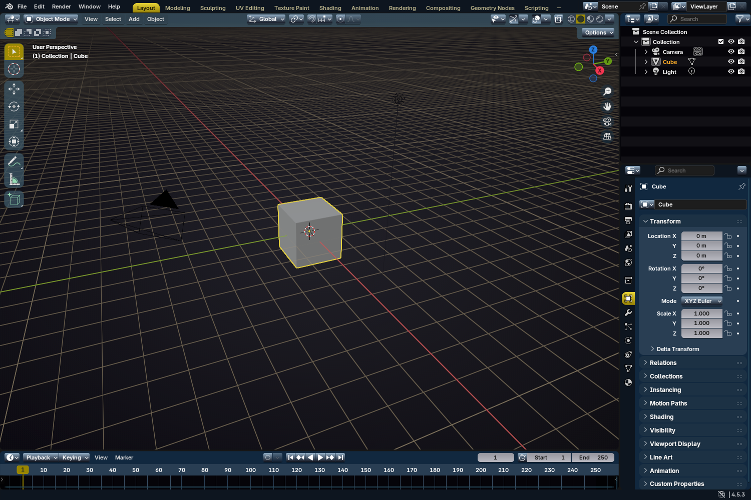 Screenshot of Blender, colored mostly in dark blue and yellow hues, similar to UI in the game Spore